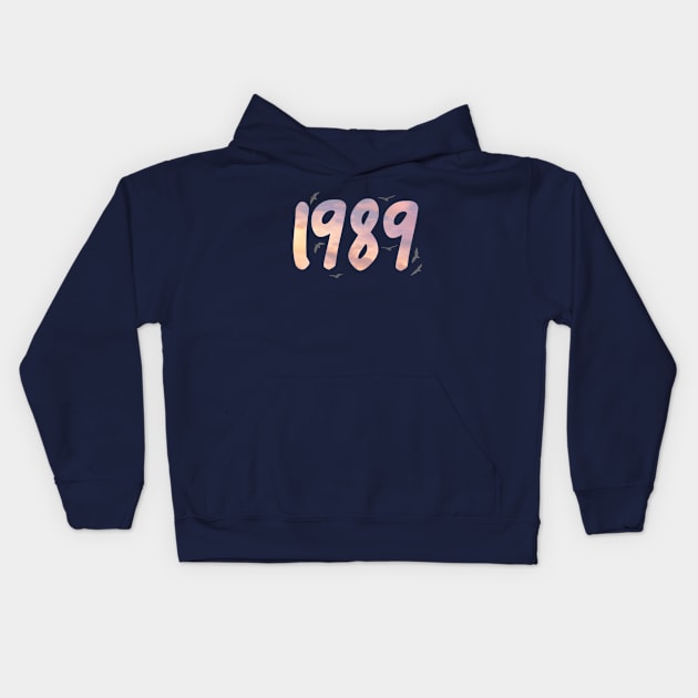 1989 Pink Sky Birds Kids Hoodie by Fun Shirt Store